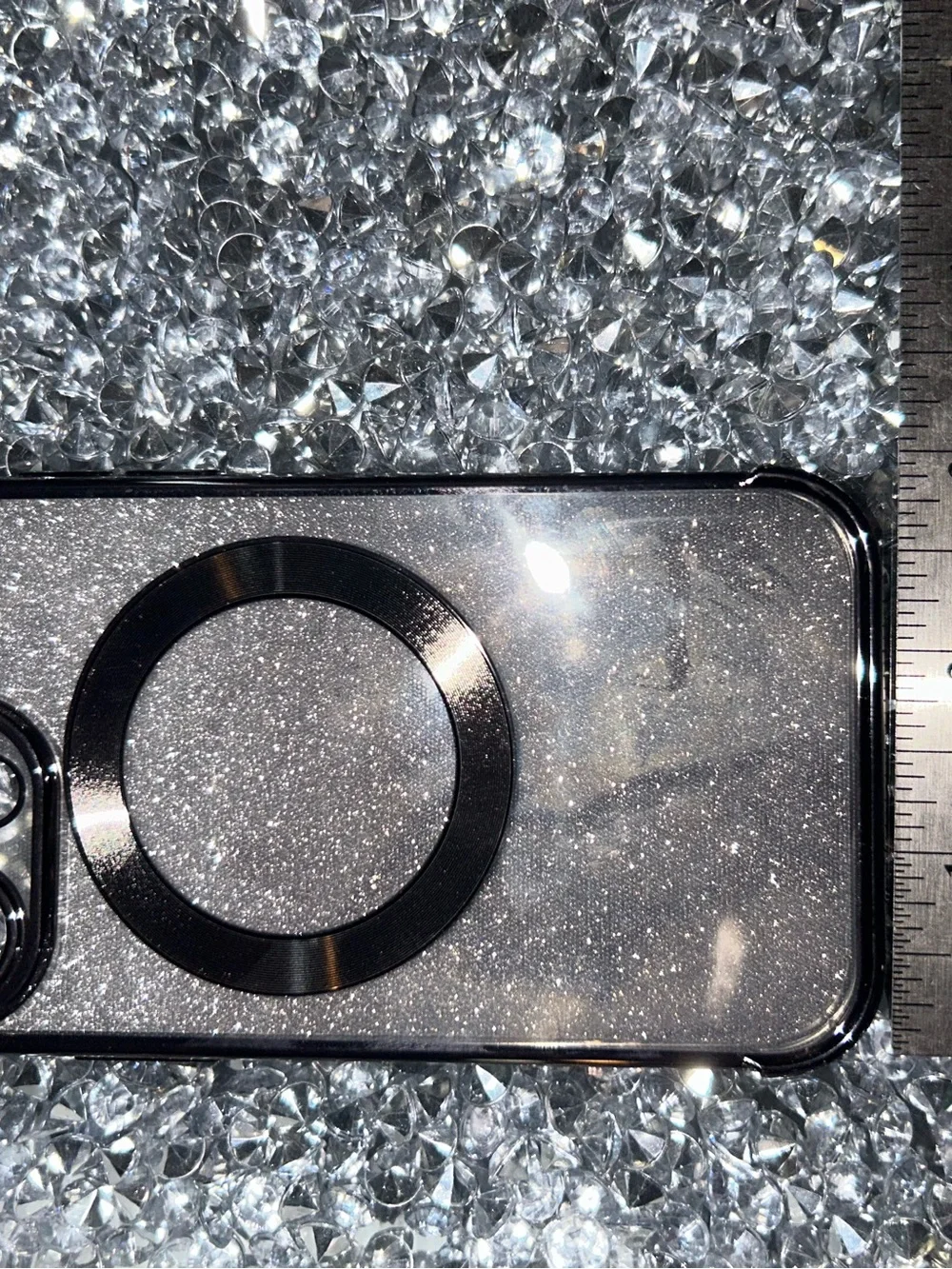 iPhone 15 pro Clear Glitter MagSafe Compatible Phone Case with Camera Ring